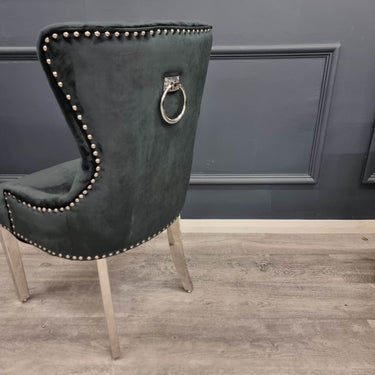 Megan Luxury Velvet Promo Chair - Stylish Chrome Ring Knocker, Available in 4 Elegant Colours - UK Luxury Furniture